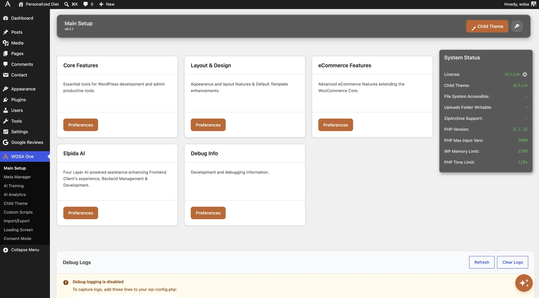 WDSA One — Enhanced User Dashboard