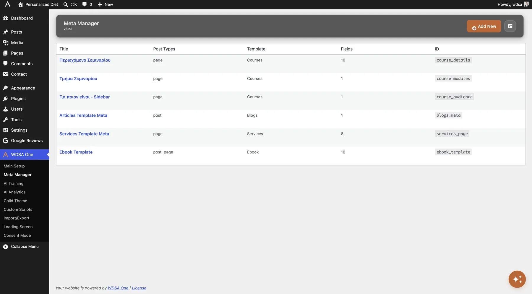 WDSA One — Meta Manager, custom fields & conditional display